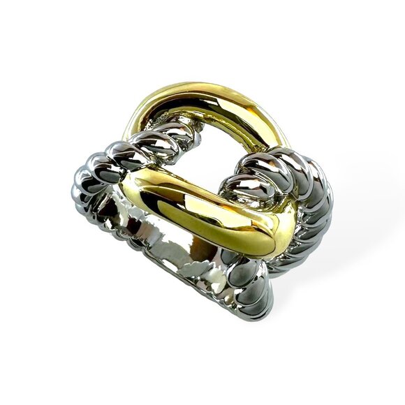 NEW!! TWO TONE (GOLD & SILVER) LOOP/LINK RING - Picture 1 of 2